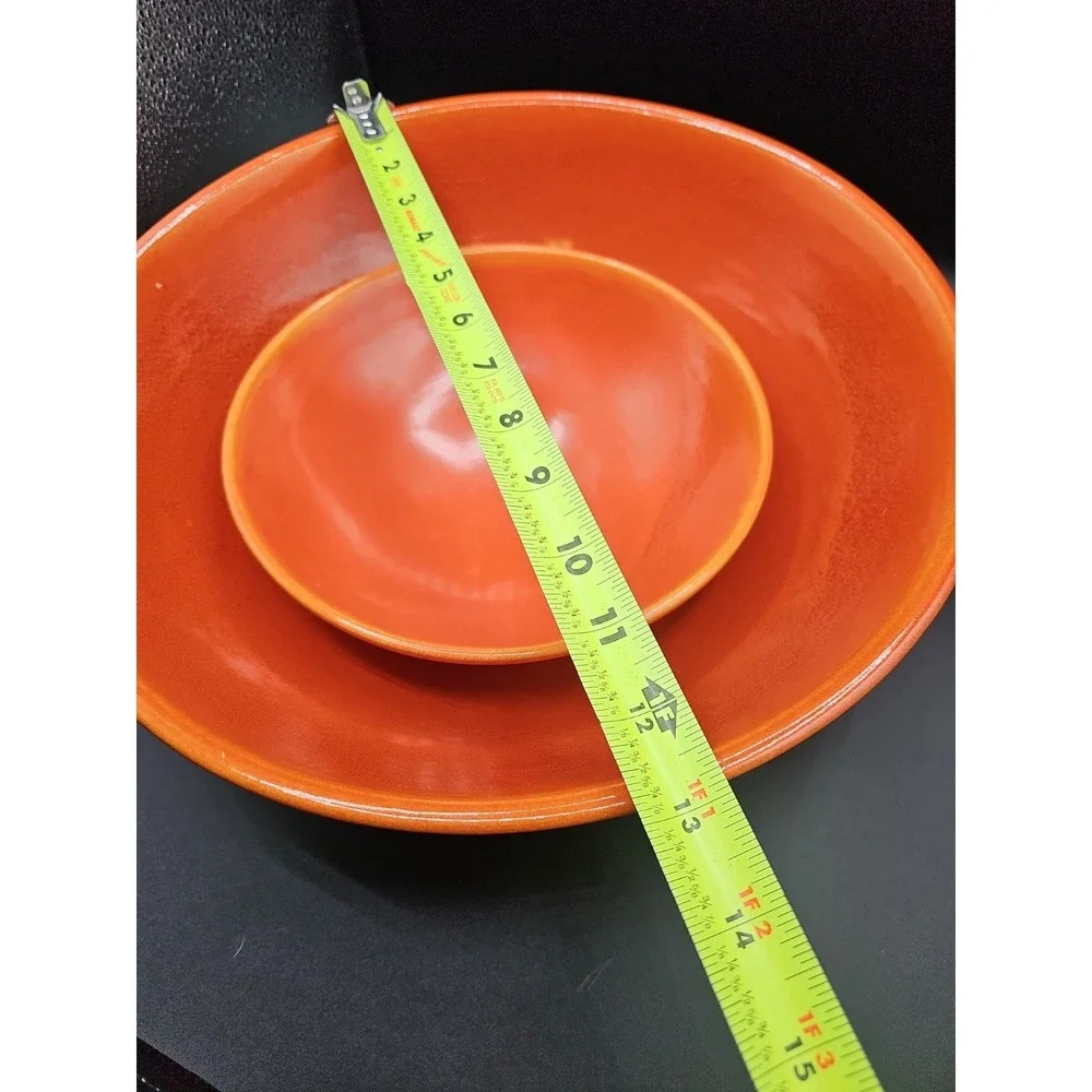Pacific Pottery Orange Footed Salad Bowl #314 And Smaller Bowl.